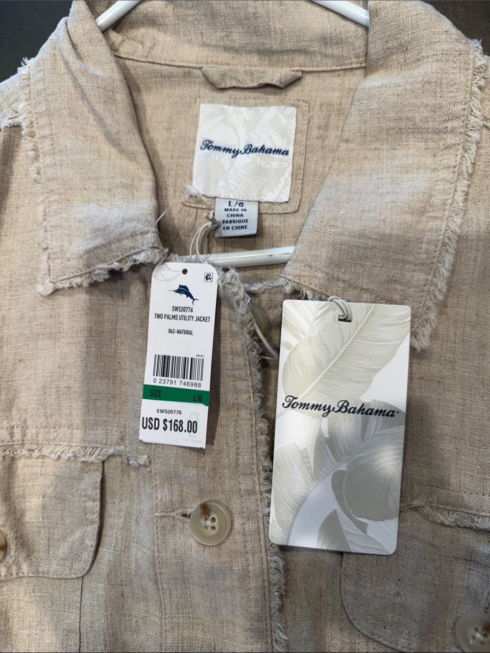 NWT Tommy Bahama Natural Beige Linen Drawstring Utility Jacket - Large - Picture 3 of 7